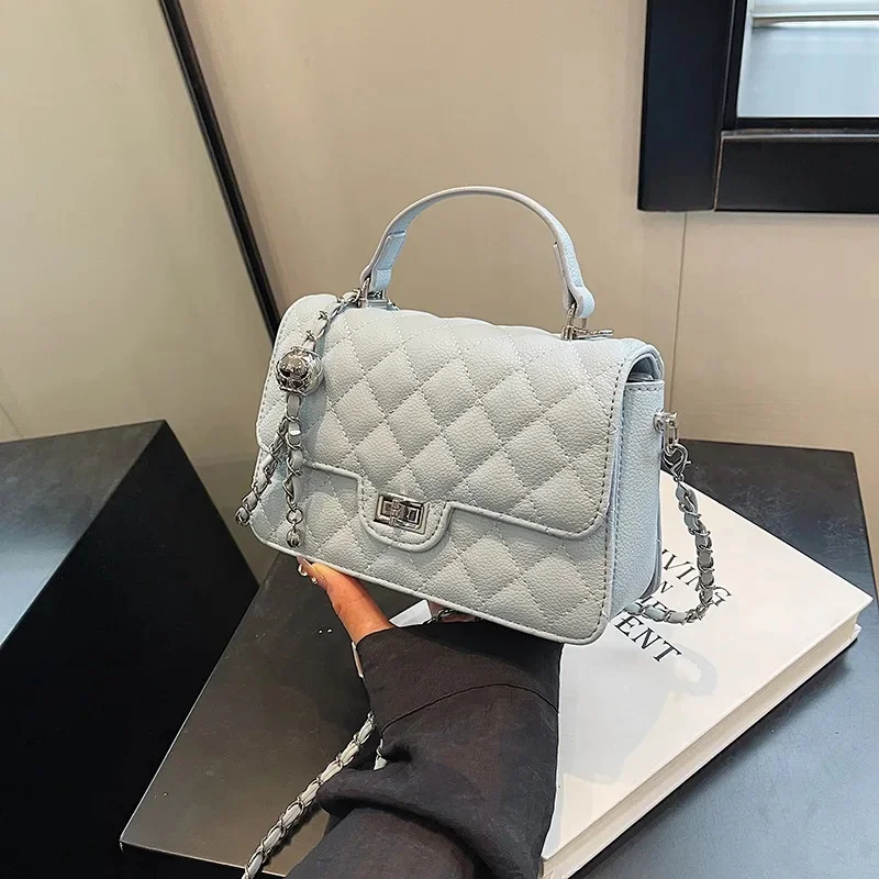 AMHDV Small Color Block Crossbody Bag - Square Flap Leather Shoulder Purse With Adjustable Chain Strap For Women - View #6