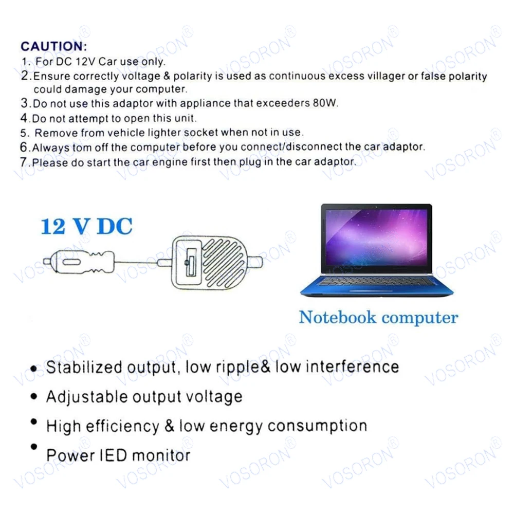 노트북 노트북용 DC 80W 자동차 자동 범용 충전기 전원 공급 장치 어댑터 세트