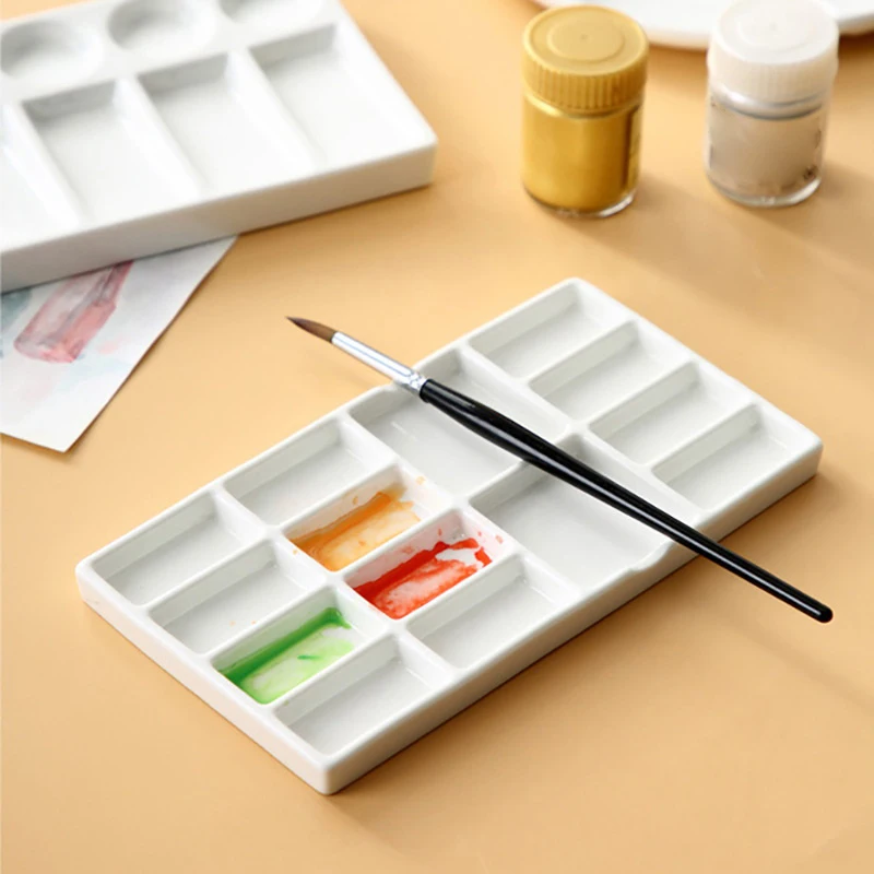 Keramik Quadratische Runde Blume Palette Multi-grid Aquarell Ölfarbe Tablett Erwachsene Anfänger Tragbare Kunst Liefert Jingdezhen Abfeuern – Detail 23