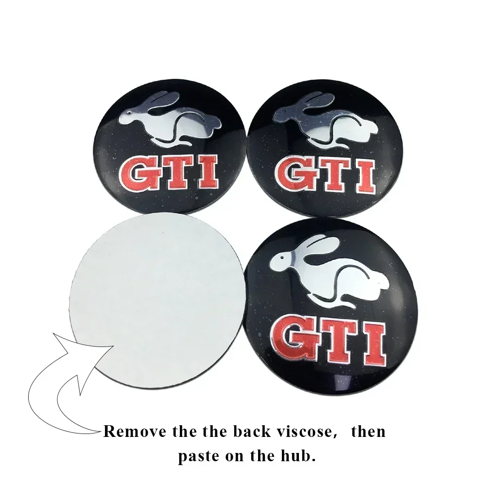 65MM 4개 자동차 휠 센터 스티커 허브 엠블럼 (폭스바겐 RLINE GTI ABT 배지 골프 5 6 7 폴로 파사트 티구안 투아렉 투란 용)