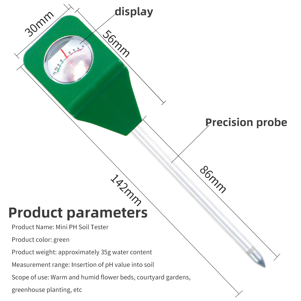 Mini PH Soil Moisture Sensor Meter Hygrometer Soil Tester Metal Probe Garden Plant Flower Test Tool Acidity Neutral Alkalinity