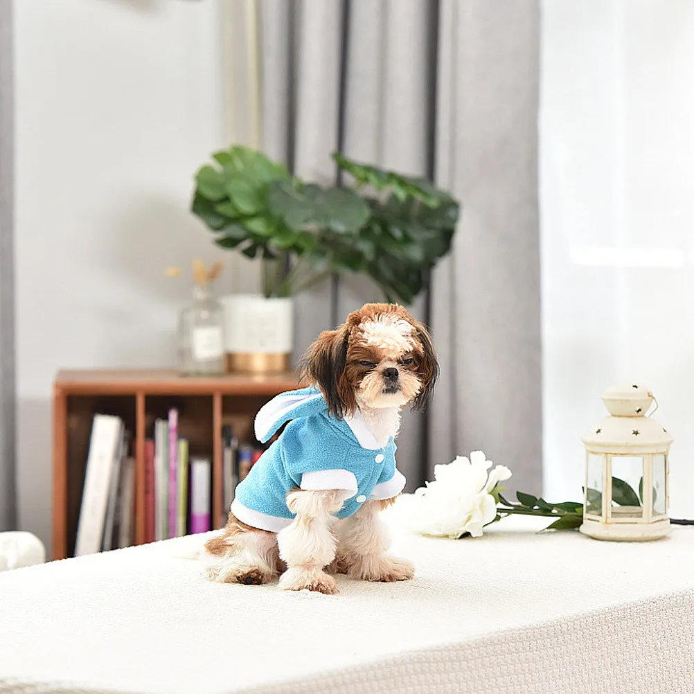 토끼 모양 강아지 겨울 코트 부드럽고 편안한 면 조끼 따뜻하고 통기성 좋은 강아지 실내외 침대용