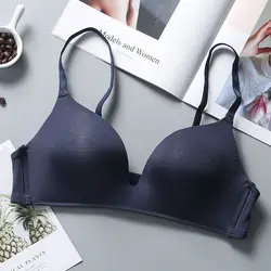 Ultra Thin Ice Silk Wireless Push - Up Bra - Seamless and Elegant Lingerie - 34AB (Blue)