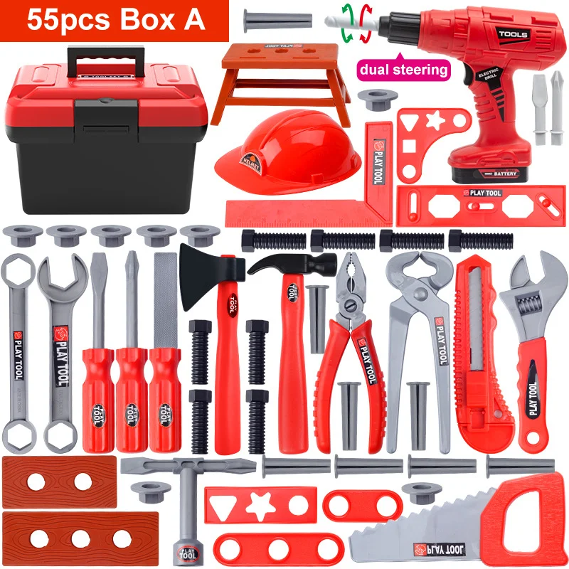 Kids Tool Set Engineer Simulation Repair Toolbox Educational Toy Electric Drill Screwdriver Tool Pretend Play Toys for Boys Gift