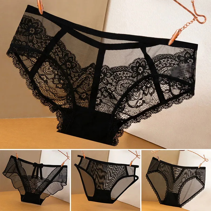 Sexy Women's Panties Erotic Underwear Temptation Transparent Lingerie  Hollow Out Girl Briefs Net Yarn Lace Underpants Sale - AliExpress