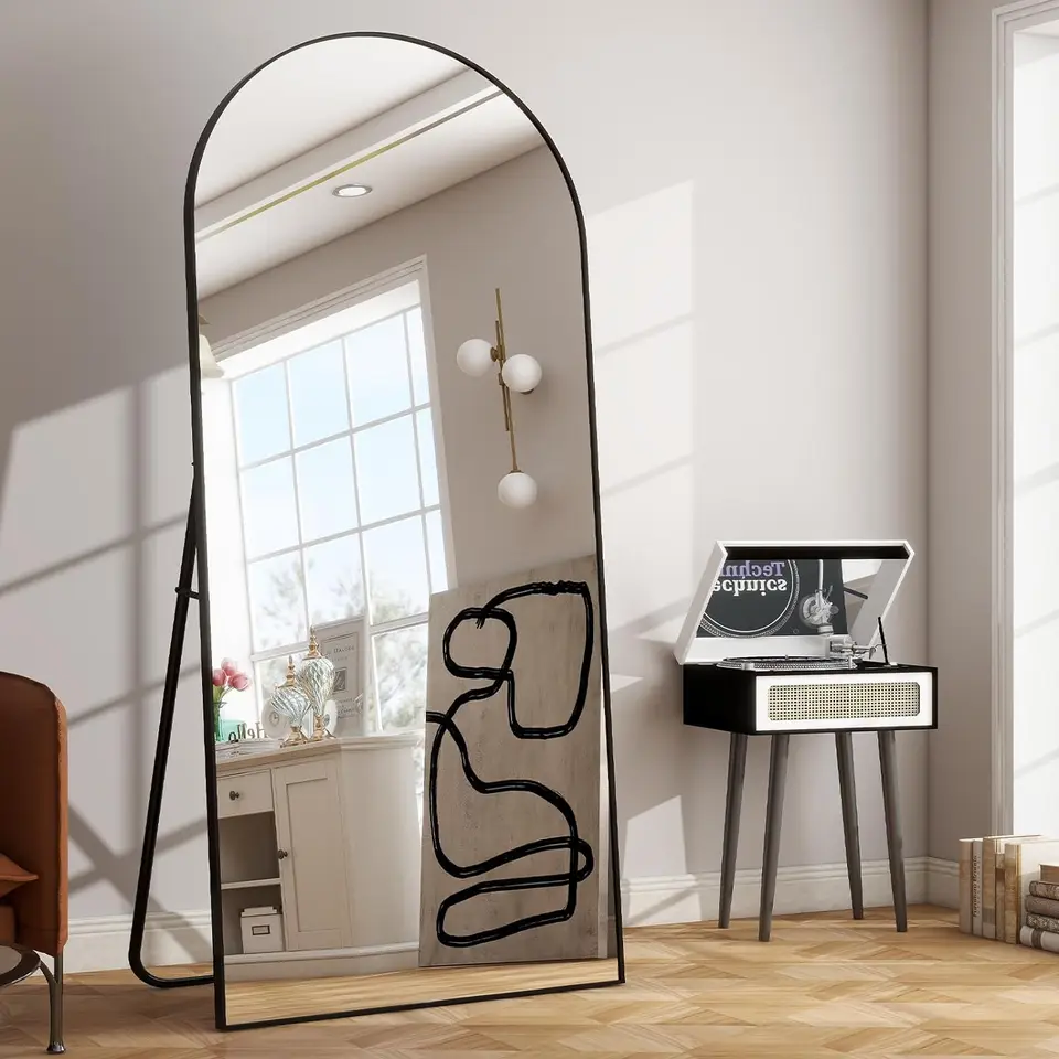 VooBang Oversized Arch Floor Mirror - 76x34 Inch Full Length Mirror With Stand, Gold Frame