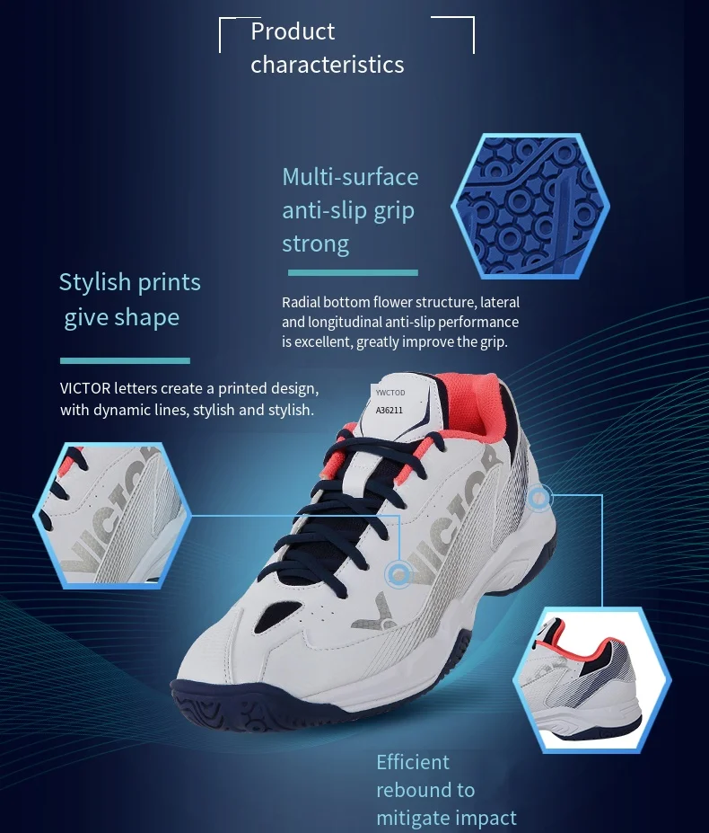 Description Picture 6 of itemVictor Badminton Shoes men women cushion Non-slip Sport Sneakers boots tennis tenis para hombre A362