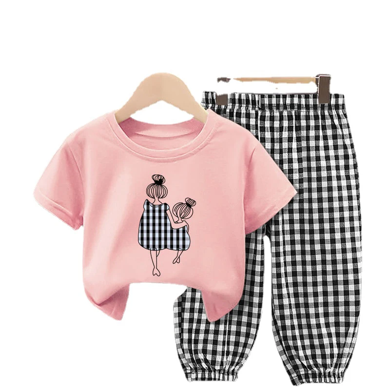 Sommer setzt Kinder kleidung Mädchen Mutter Kinder Kleinkind Kleidung niedliche Mode Baumwolle T-Shirt Top Hose 2 stücke Baby kleidung