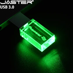 JASTER Pioneer DJ Memory Stick 128GB Green Crystal USB 3.0 Flash Drive 64GB Luminous LED Lights PenDrive 32GB 16GB Creative Gift
