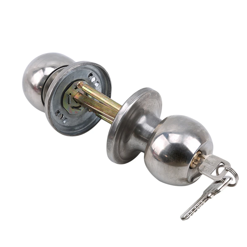 Aluminum Alloy Round Door Knobs Rotation Lock Knobset Handle Metal With Key for Bedrooms Living Rooms Bathrooms