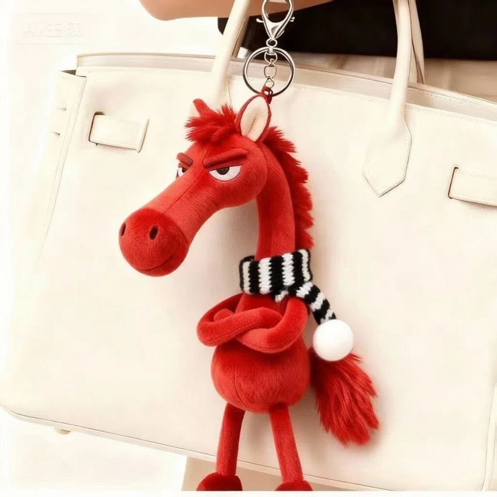 Cute Horse Keychain Plush Toys Backpack Pendant Decoration Year of The Horse Plush Best Toy New Year's Gifts for Boys and Girls
