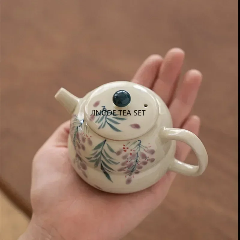 100ml Chinese handmade ceramic teapot small capacity hand-painted flower household tea set accessories