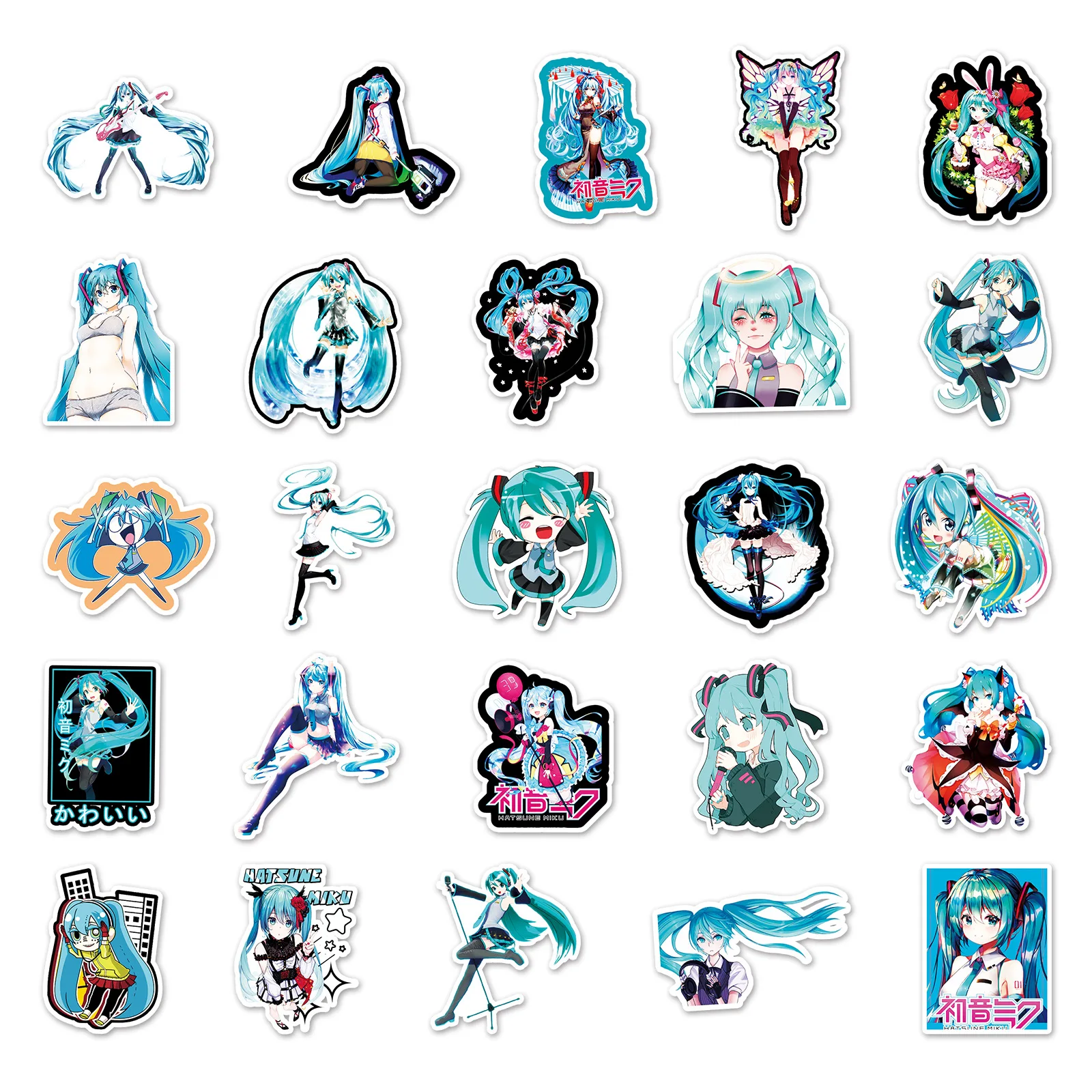 Anime Girls Hatsune Miku 40 Piece Themed Sticker Decal Set for Kids Adults - Laptop Motorcycle Skateboard Decals