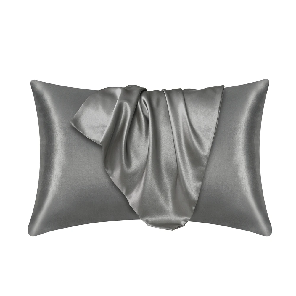 Silk-like Pillowcase White Black Grey Blue Bed Decorative Satin Hair Beauty Pillow Covers Luxury Comfortable Home Bedding Cases 5