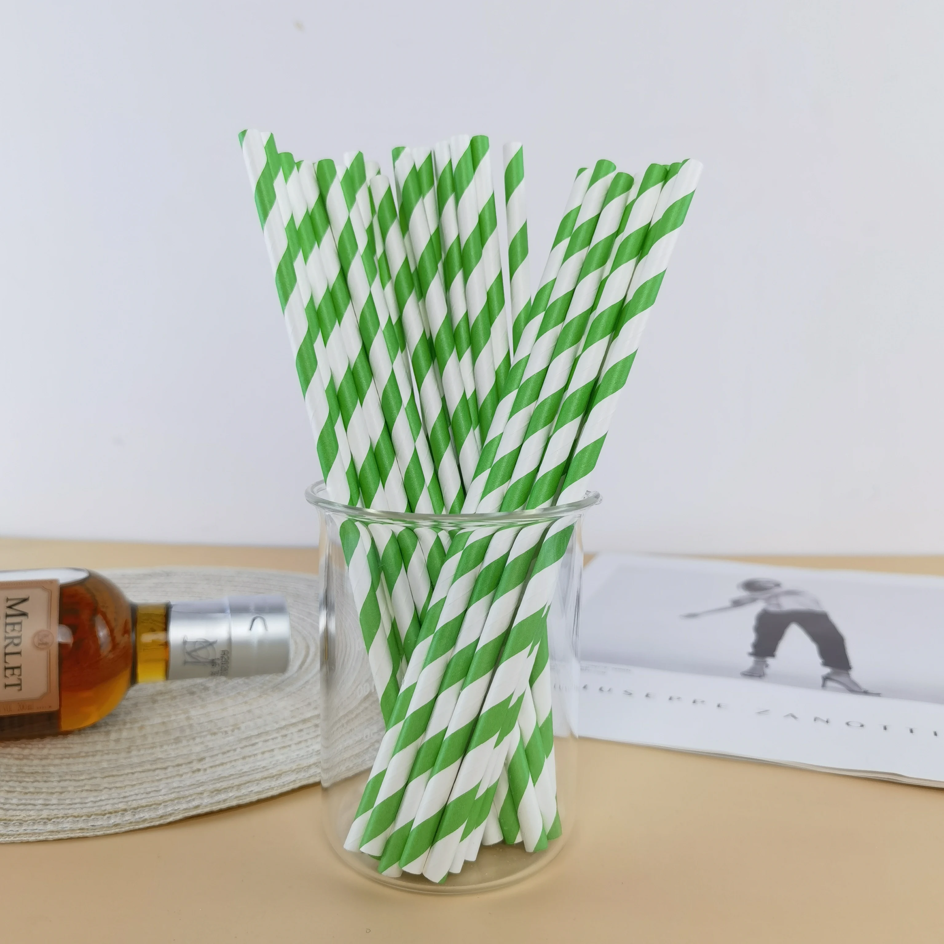 

Disposable Paper Straw 25Pcs Eco-Friendly Straw for Bar,Canteen,Hotel Support Customized for White