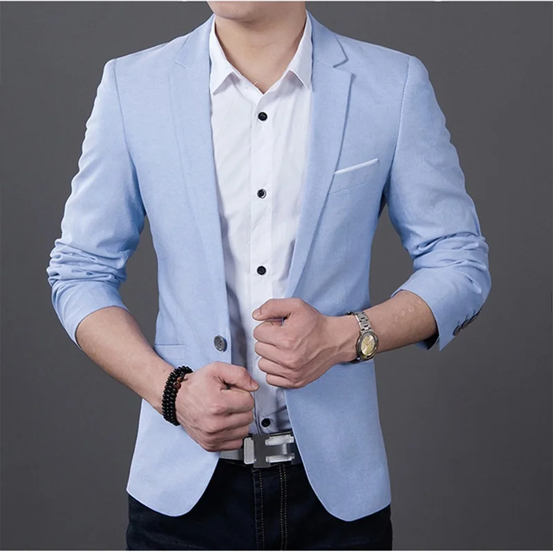 Summer Thin Blazer for Man New Solid Color Versatile Slim Lapel Handsome Suit Jacket Male