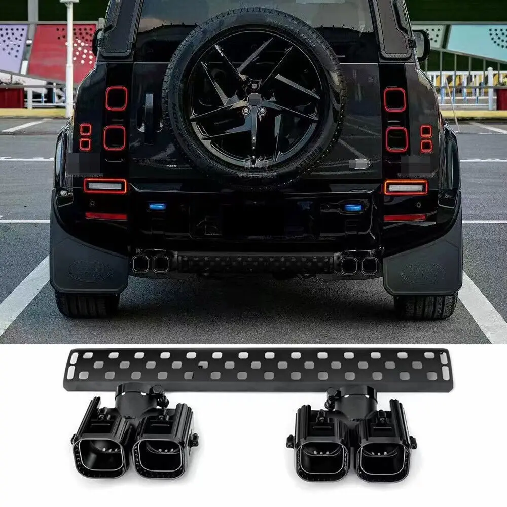 Khan Look Exhause Pipe fits for Defender 110 130-3PCS Black Tailpipe