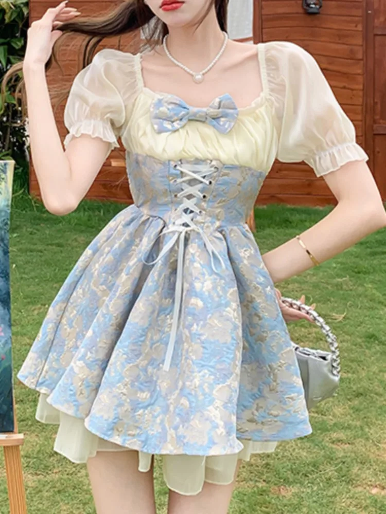 Summer Elegant and Chic Women Floral Mini Dress Sweet Casual A-Line Party  Birthday Vestidos Female Fashion New Mujers Dresses - AliExpress