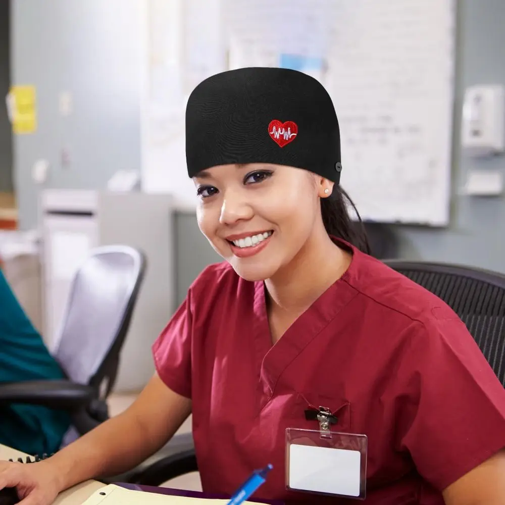 Professional With Button Nurse Caps Sweatband Elastic Bandage Working Caps Breathable Lightweight Dentist Hats Healthcare