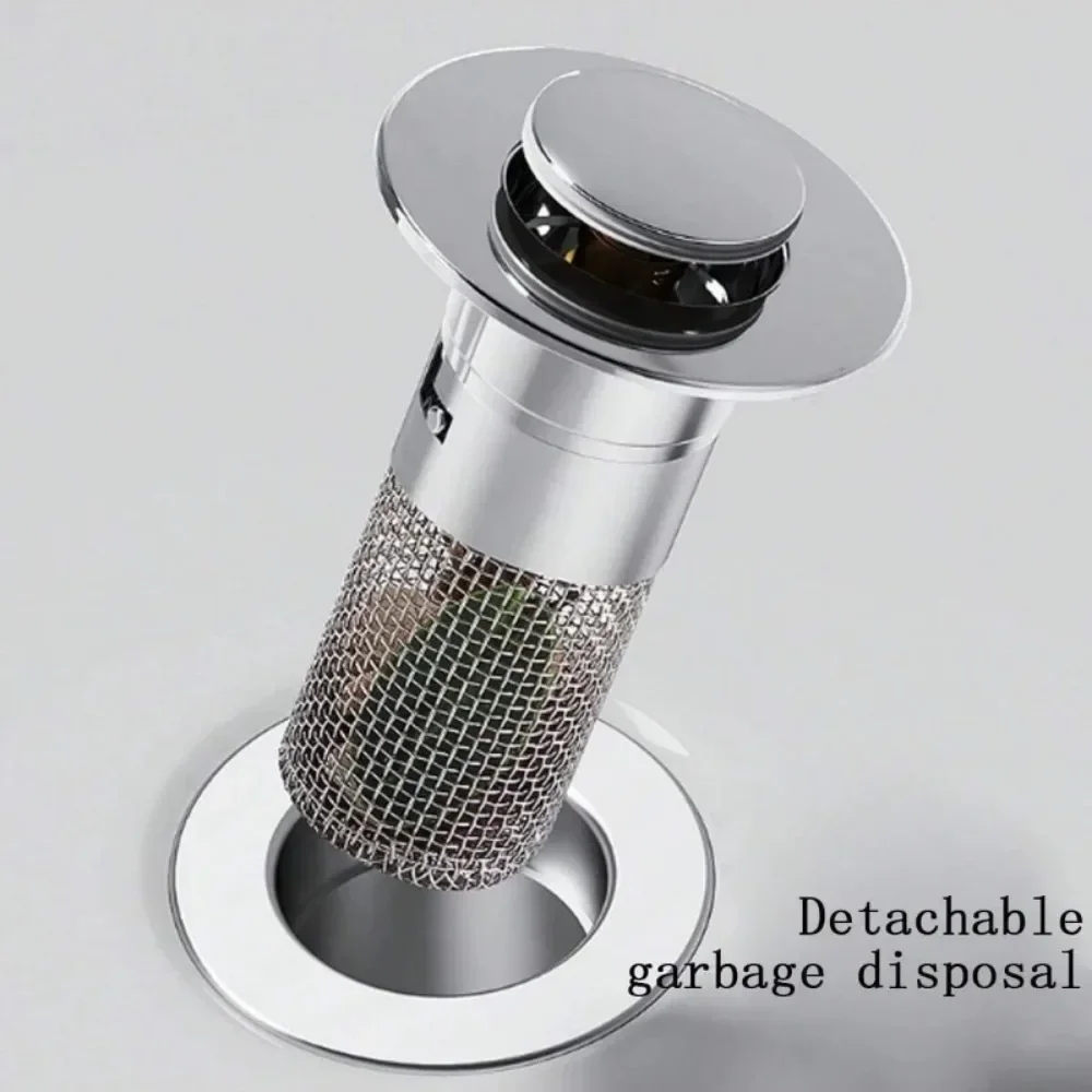 1PC Stainless Steel Bathroom Sink Plug, Sink Drain Filter, Pop-Up Basin Anti Odor Rebound Core Plug Filter, Household Necessity