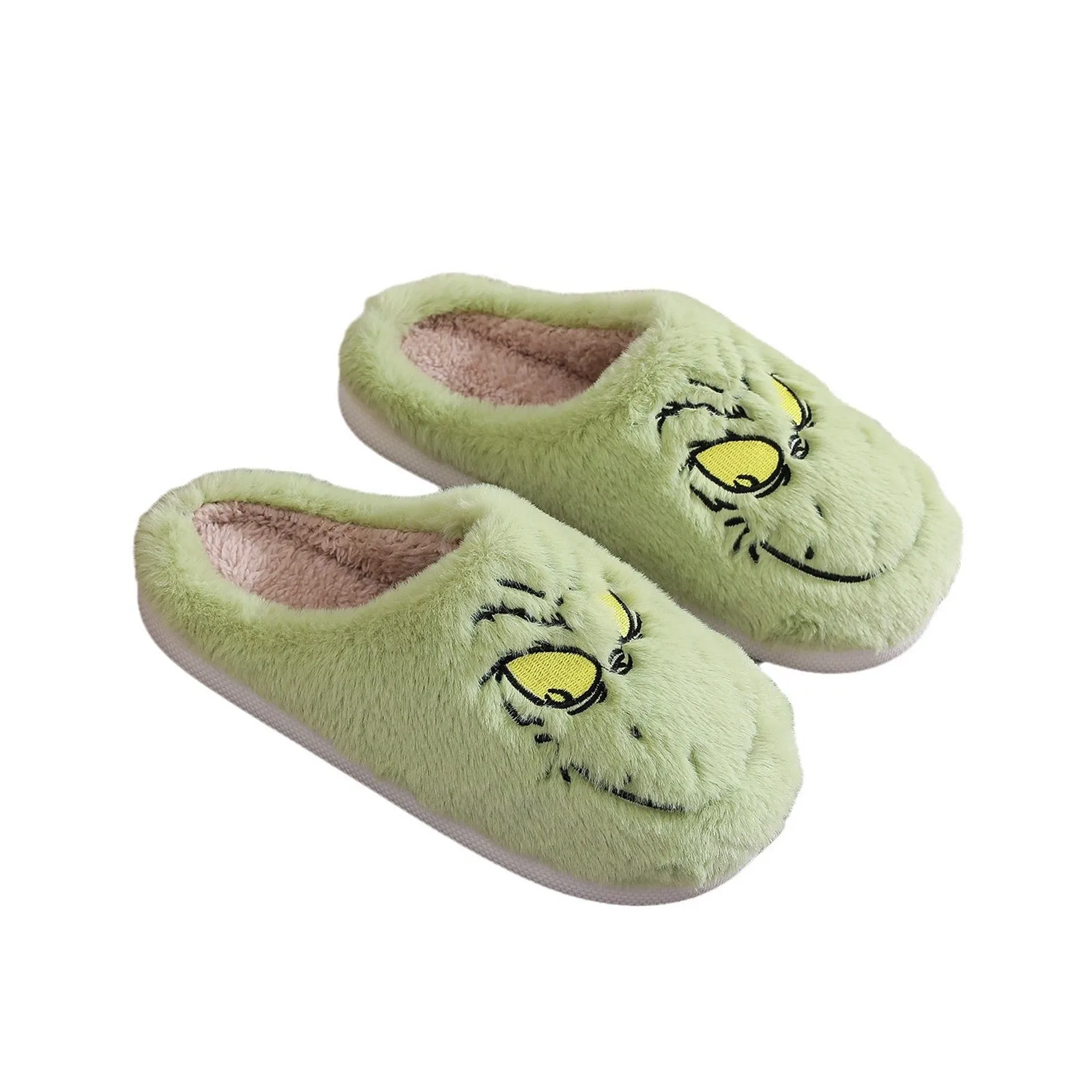 Christmas Plush Slippers Women Winter Warm Cute Home Green Haired Monster Slippers Funny Non Slip Cotten Shoes New Year Gift 4