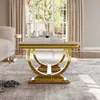 White and Gold Rectangle Living Room Tea Table, Elegant Coffee Tables for Living Room, Coffee table 5
