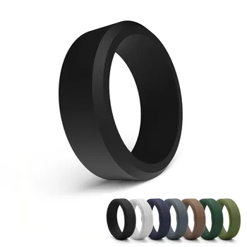 1pc 8mm New Sports Rings Hypoallergenic Mens Wedding Silicone Finger Ring Gift For Men 7-14 Size Outdoor Running Jewelry 1