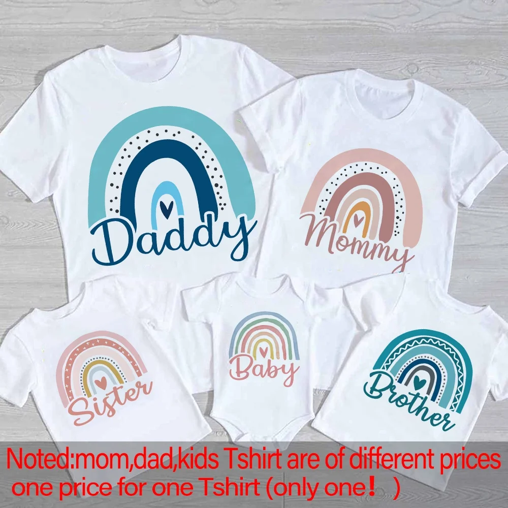 Rainbow Family Matching Outfit Dad Mom and Me Family Shirt Fashion Baby Bodysuits Brother Sisters Family Life Outfits Look - 4