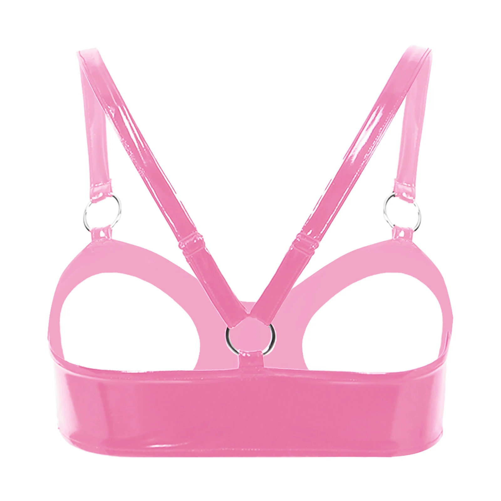 Sexy Open Cup Bra Lingerie for Womens Wet Look Patent Leather Open Nipple Exposed Breasts Bralette Clubwear erotic lingerie