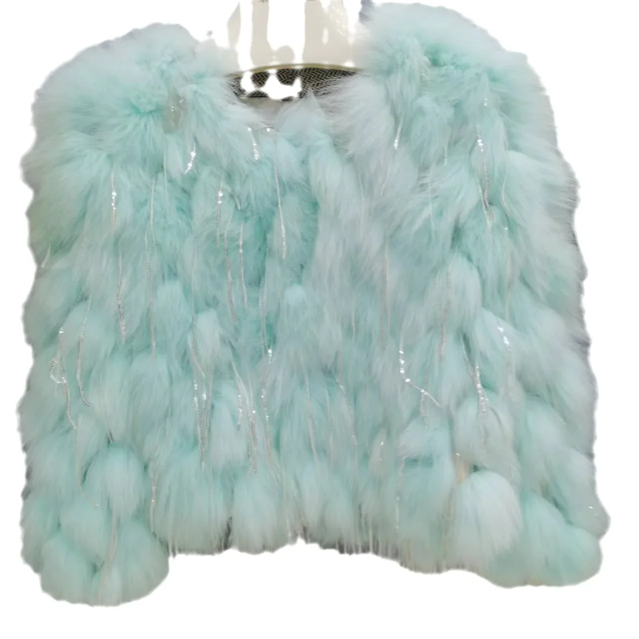 Sequins Tassel Real Fox Hair Women Jackets New Autumn Winter Multi Color Fur Coats Fashion Lady Elegant Short Fur Jackets Coats