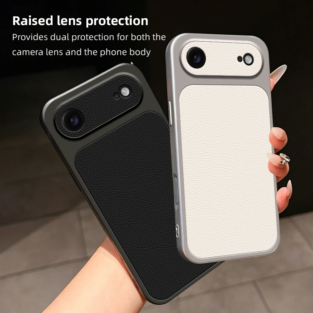 Luxury Leather Matte Back Cover with Lens Protection