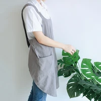 Cotton And Linen Apron Smock Women Men kitchen Anti-fouling Milk Tea Coffee Shop Florist Overalls Delantal Solid 4