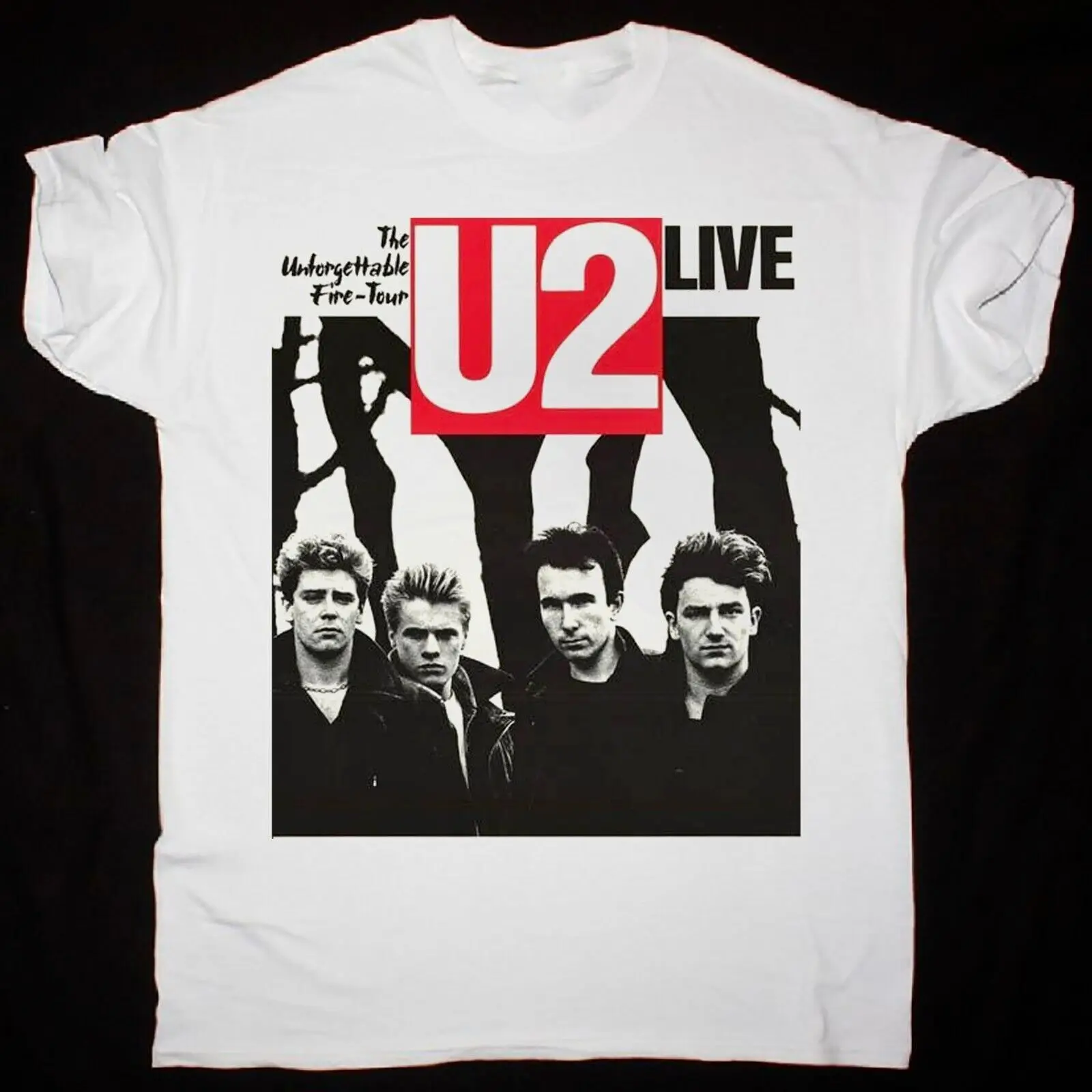 Rare U2 La T-Shirt Bianca Fire Tour Da S A 5Xl Ventagli Regalo Pd32
