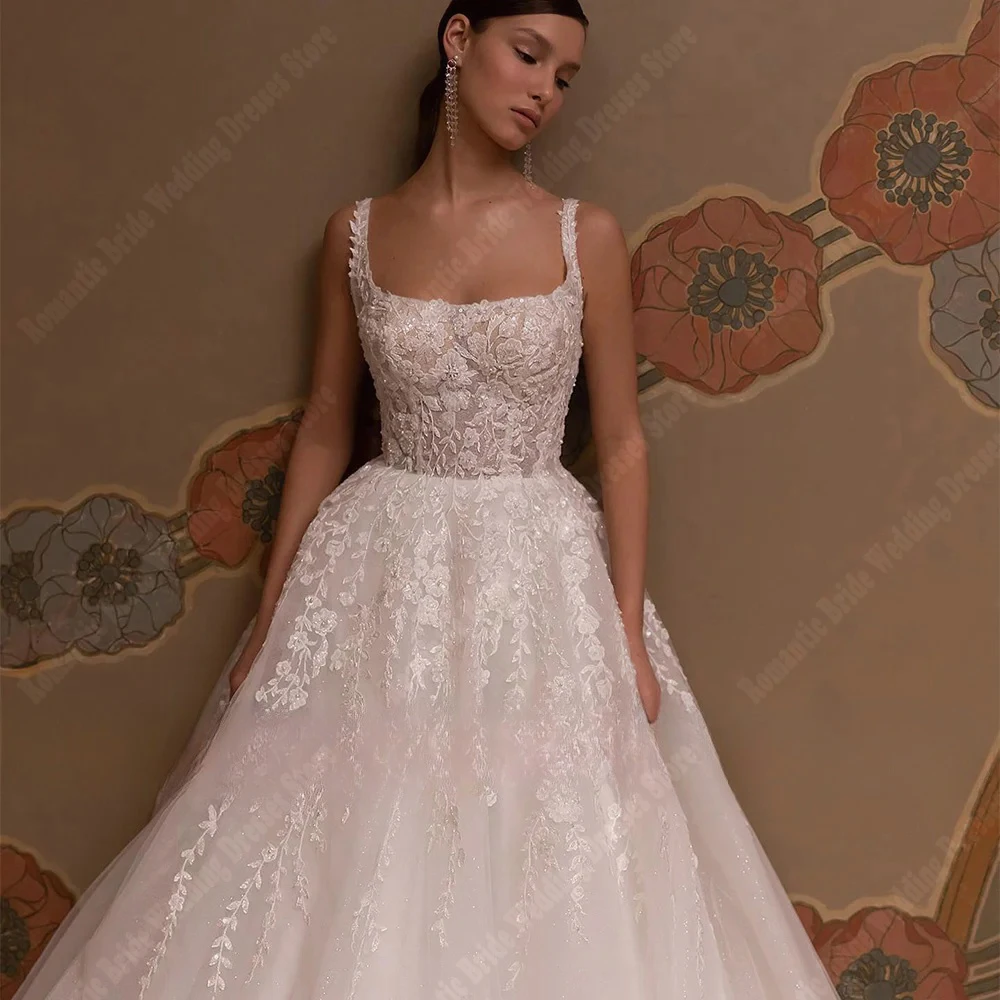 Sheer Tulle Wedding Dresses For Women Backless Prom Gowns New Elegant Mopping Length Princess Ball Vestidos De Novias Customized 3