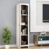Tall Storage Cabinet Free Standing Floor Storage Tower with Four Shelves and Single Door, for Living Room, Bathroom 2