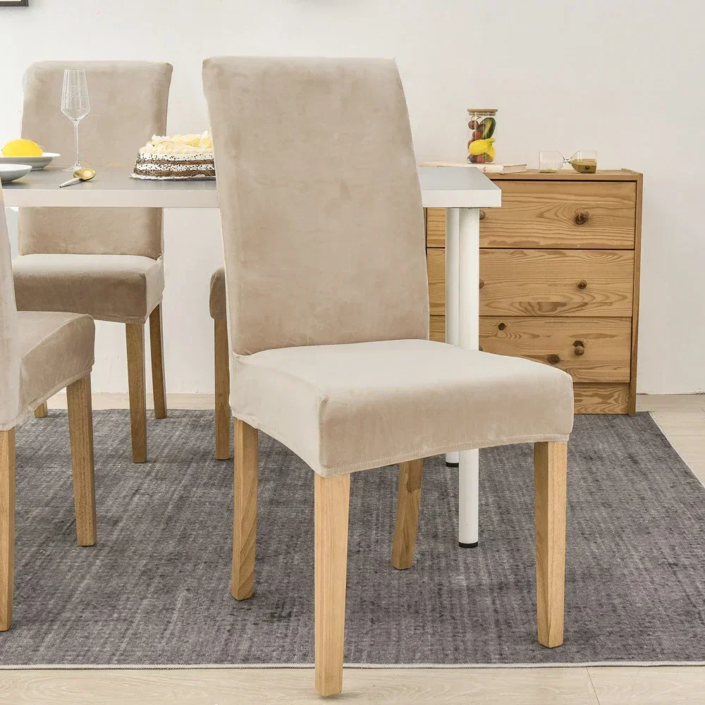 Velvet Chair Cover for Dining Room Spandex Stretch Super Soft Chair Slipcover for Kitchen Home Hotel Wedding Banquet 2