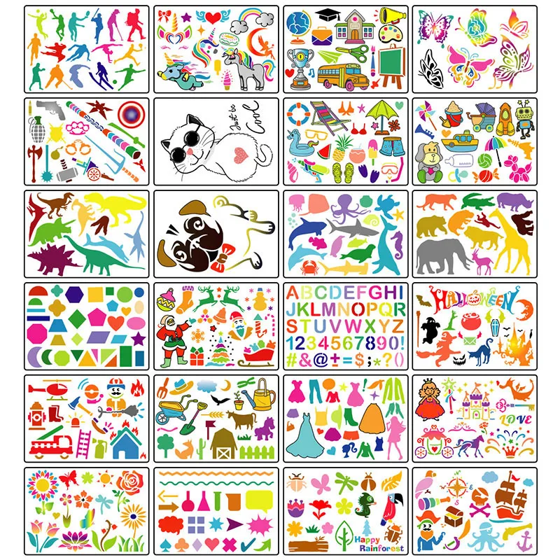 Drawing Board Template Scratch Art Paper Cards Spirograph Graffiti Painting Stencil Educational Toys Children Kids Gift drawing stencils set,drawing toy,educational toys,educational drawing toy,scratch off paper set
