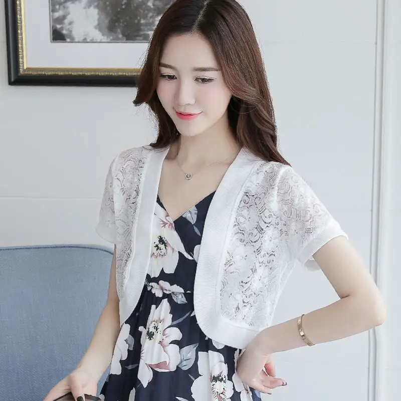 Women Bolero Summer Short Sleeve Shrug Bolero Lace Bridal Cape Jacket Elegant Wraps Beach Shawl Bridal wedding shawl
