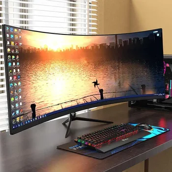 Aotesier PC LCD 모니터, 컴퓨터 디스플레이, RGB 라이트 바, 게이밍 커브드 스크린 모니터, 19, 20, 21, 24, 32, 34 인치, 144hz, 165Hz, 2k, 4k