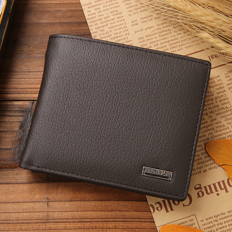 100% Genuine Leather Men Wallets Premium Product Real Cowhide for Man Short Black Walet Portefeuille Homme |