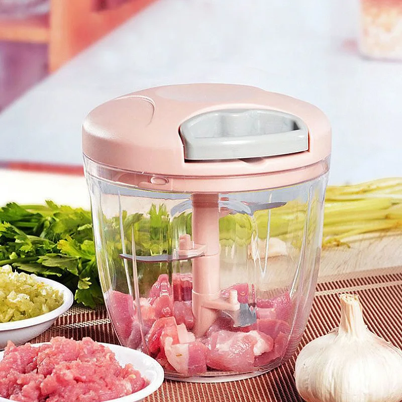 Picadora de carne manual, trituradora de ajo rotativa, cortador de verduras  y cebolla, cocina, 500/900ML - AliExpress