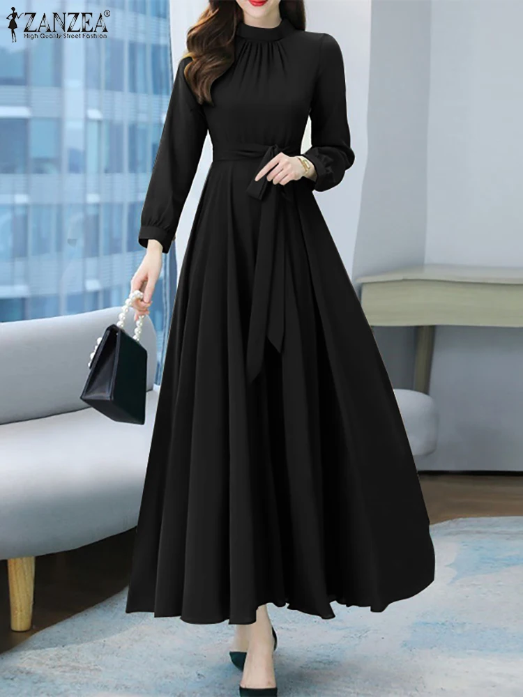 green emerald velvet dress ZANZEA Elegant Sleeveless A-line Vestidos 2024 New Chinese Dress Women  Pleating Party Dress Vintage Fashion Mandarin Collar Robe main image 1