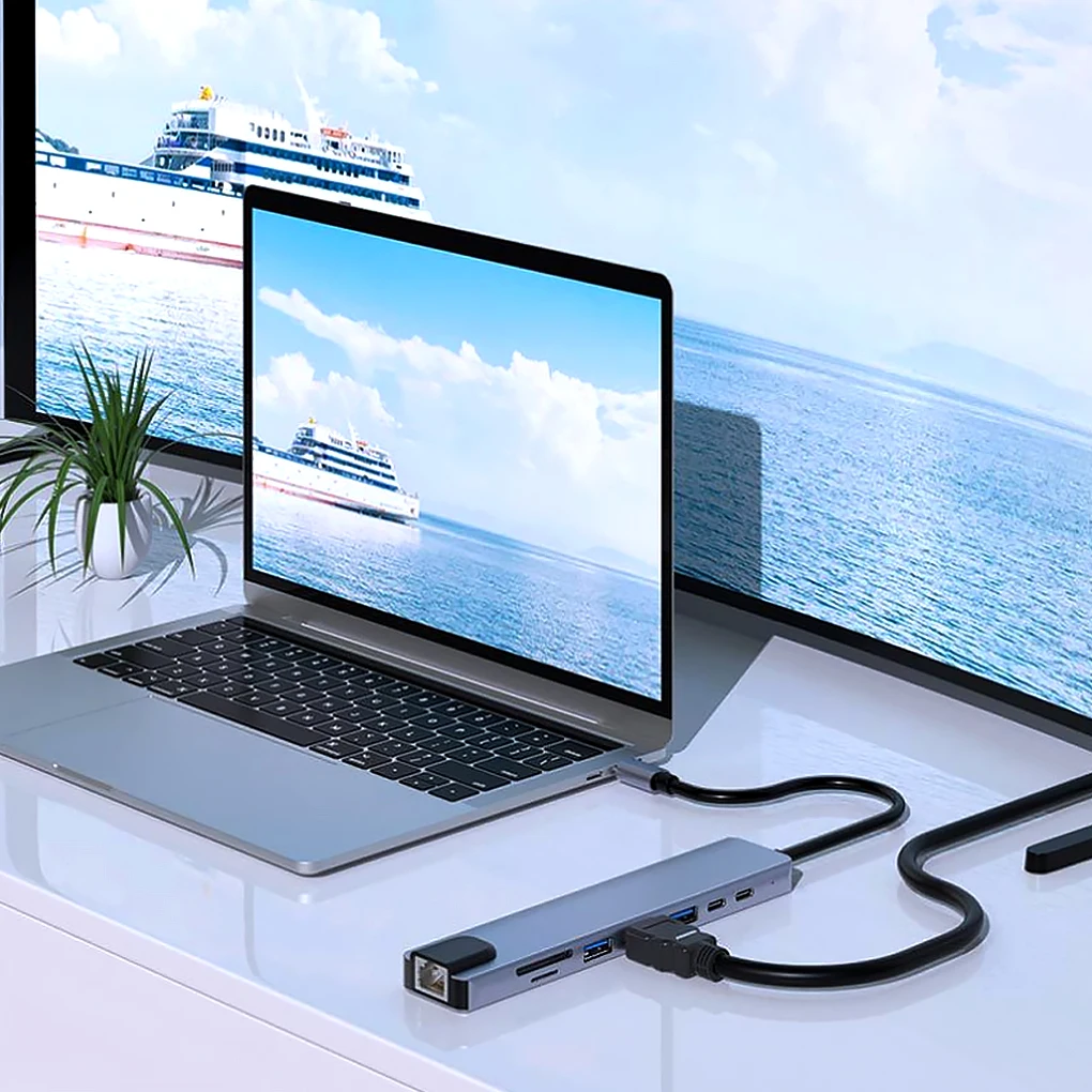 

Portable Type-c Hub HDMI-compatible USB-C Adapter USB 3 0 Converter Video Docking Station Card Reader Home Computer Supplies