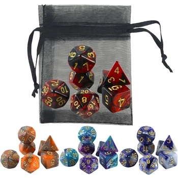 7pcs DND Polyhedral Dice Double-color Dice with A Bag for Board Game DND RPG Role Playing Game Accessories 1