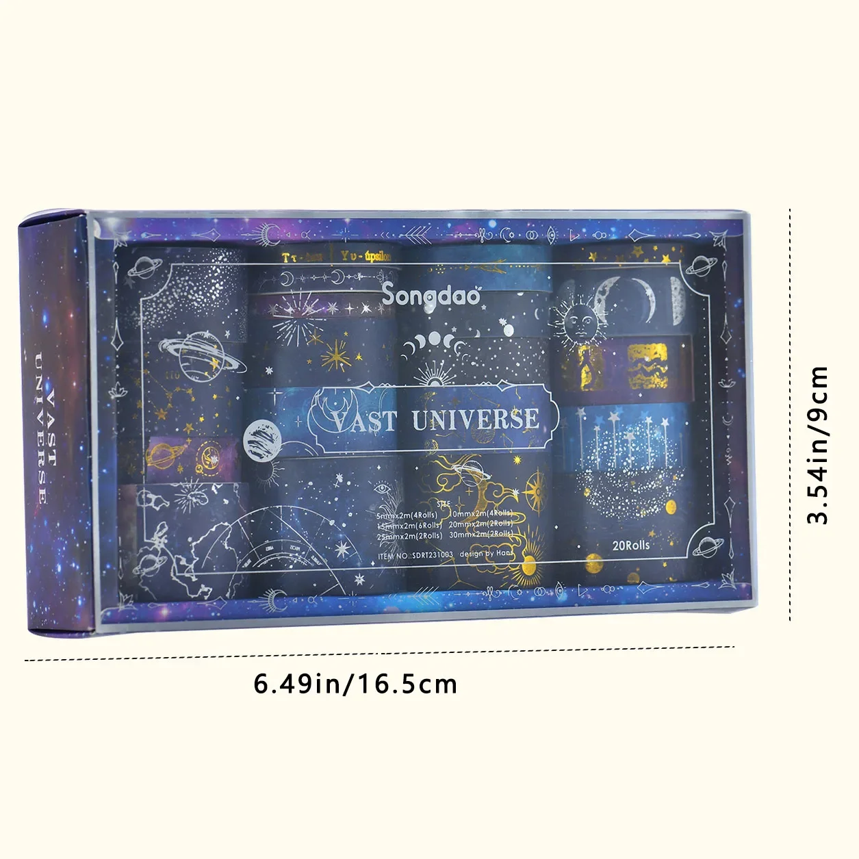 갤럭시 와시 테이프 20롤 세트, DIY 저널 노트북 장 귀여운 별무늬 스크랩북 스티커