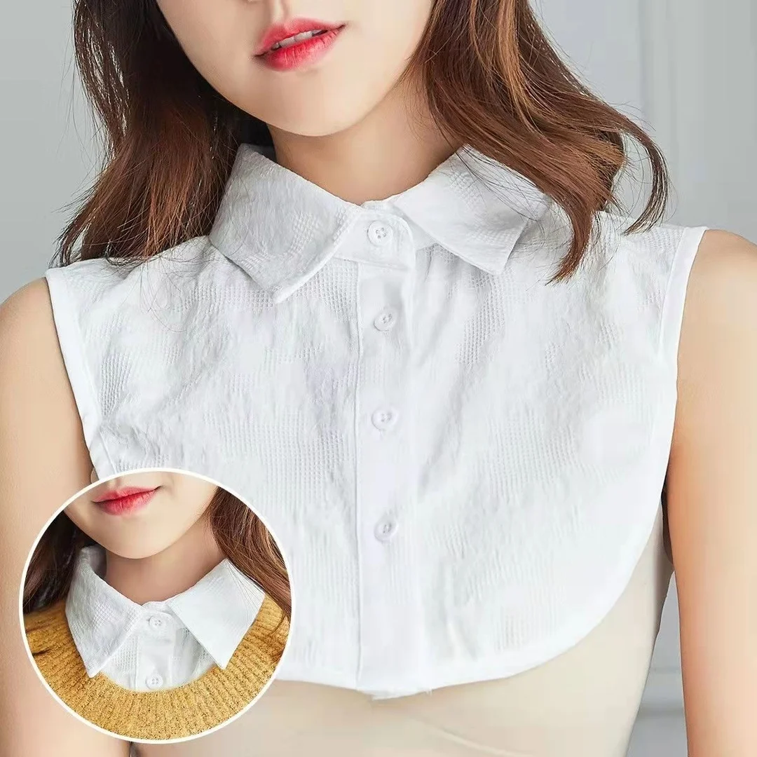 

Solid White Lapel Fake Collar Vintage Cotton Detachable Shirt False Collar for Women Blouse Sweater Lapel Top Neckwear Ties