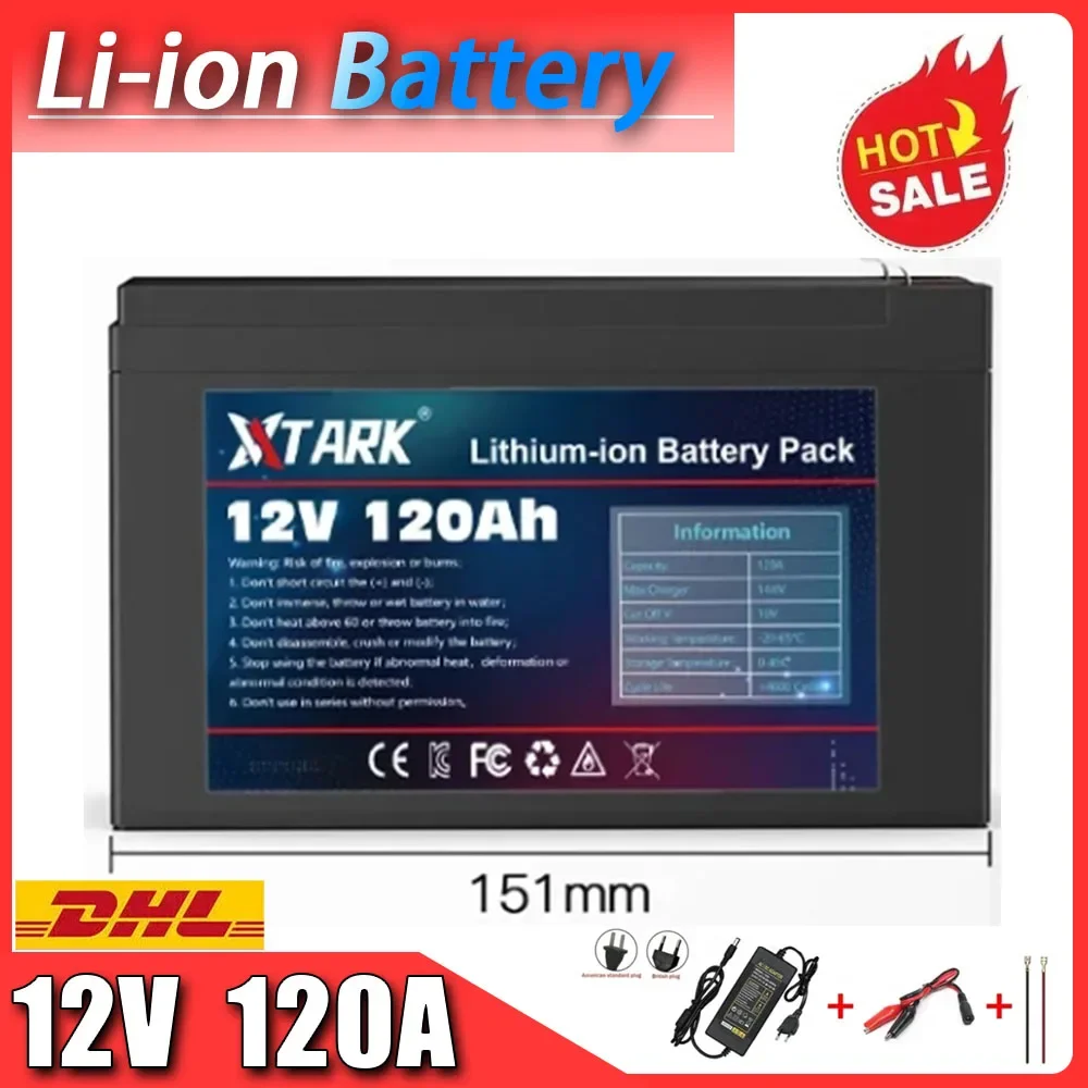 

DC 12.6V 120Ah battery 18650 Li-ion rechargeable battery pack with EU plug + 12.6v 3a charger + cr123a DC bus head cable