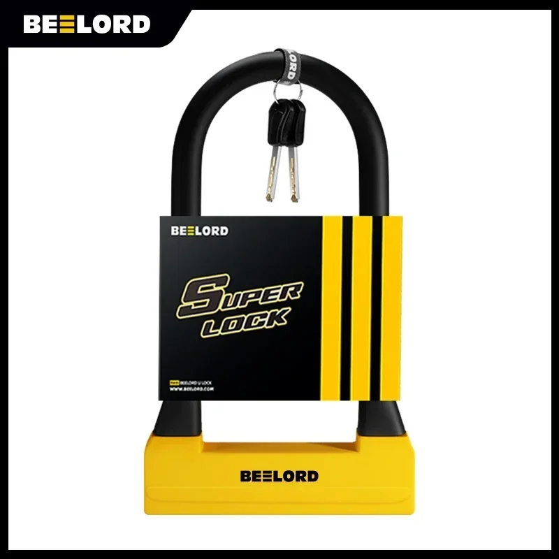 BEELORD Bike U Lock Heavy Duty Anti-Theft Security U Cable Bicycle Lock with Flex Bike Cable for Scooter Electric Road Bike