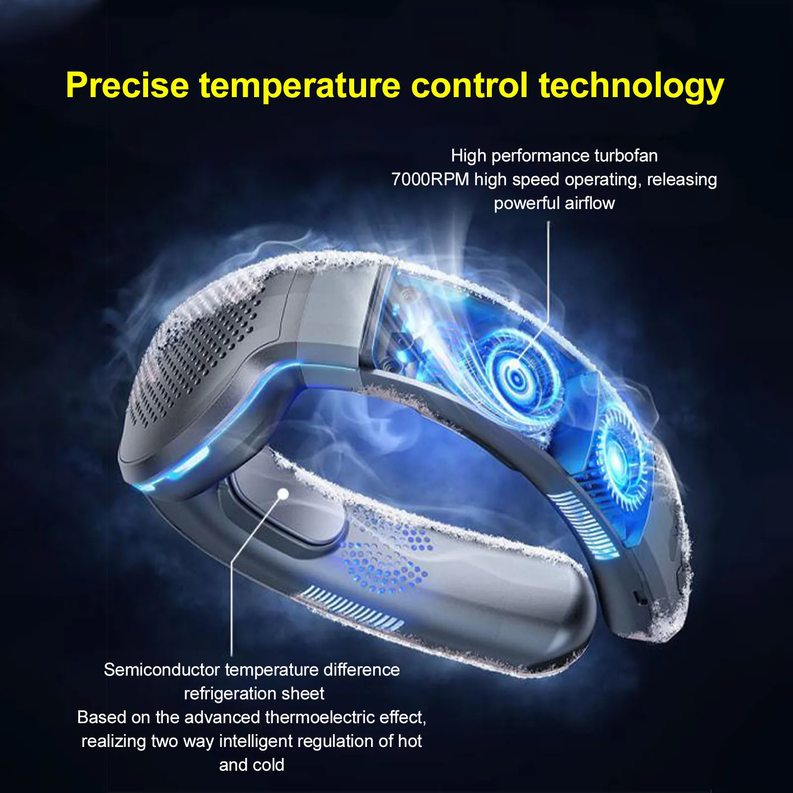 Portable Neck Fan Battery Operated 3 Speeds Cooling and Heating Dual Use Neck Fan Semiconductor Lightweight Quiet for Camping