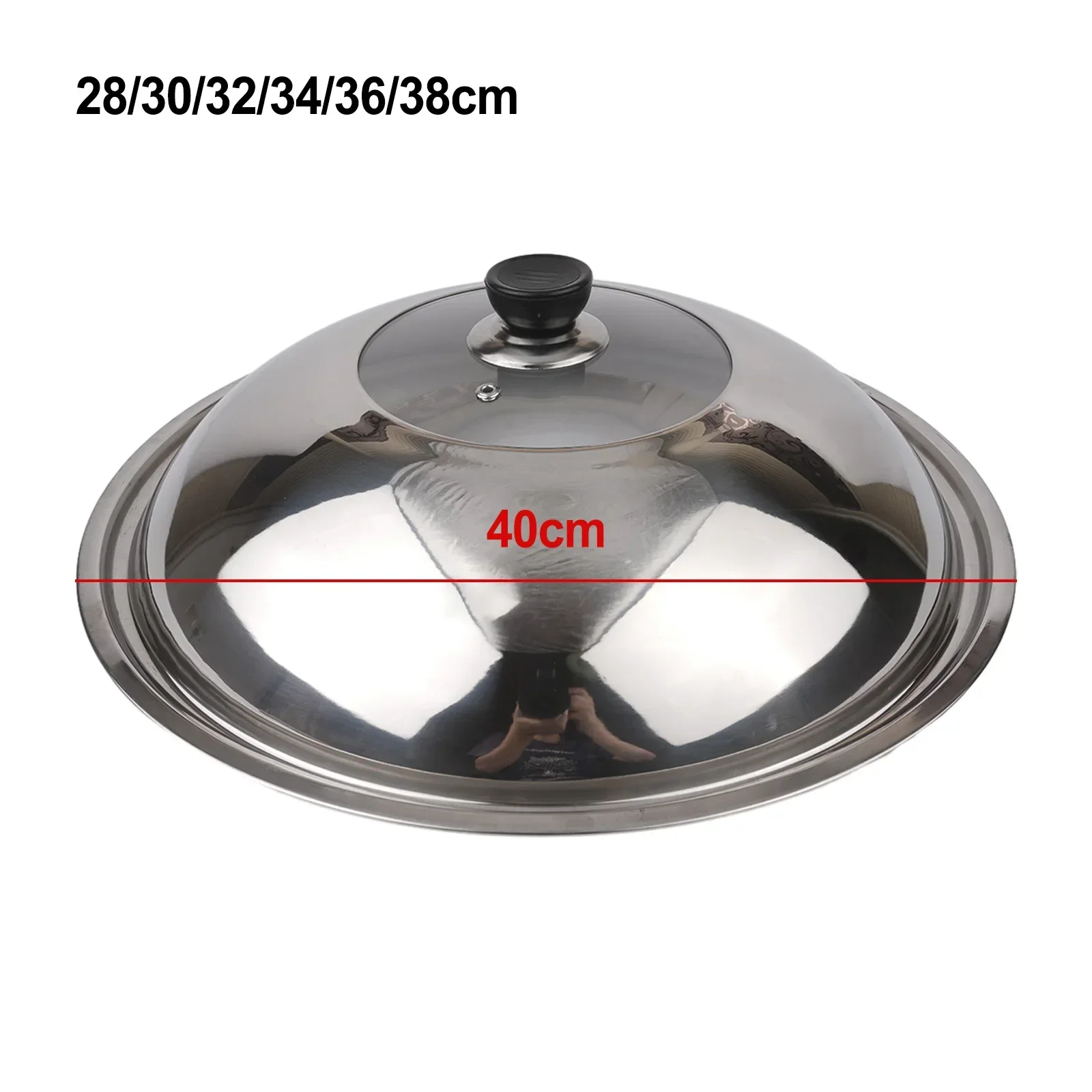Saucepan Wok Frying Lid Cooking Utensils Pot Cover Wok Lids Stainless Steel 40cm / 15.7" Glass Construction Pot Cover